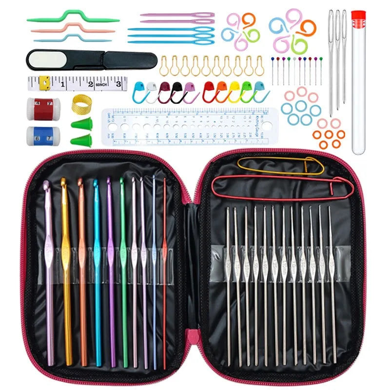 Muliti-Type Crochet Hooks Set Kit for Beginners Knitting Needles Multi Size Mix Tools Creative Crafts Essential DIY Weaving