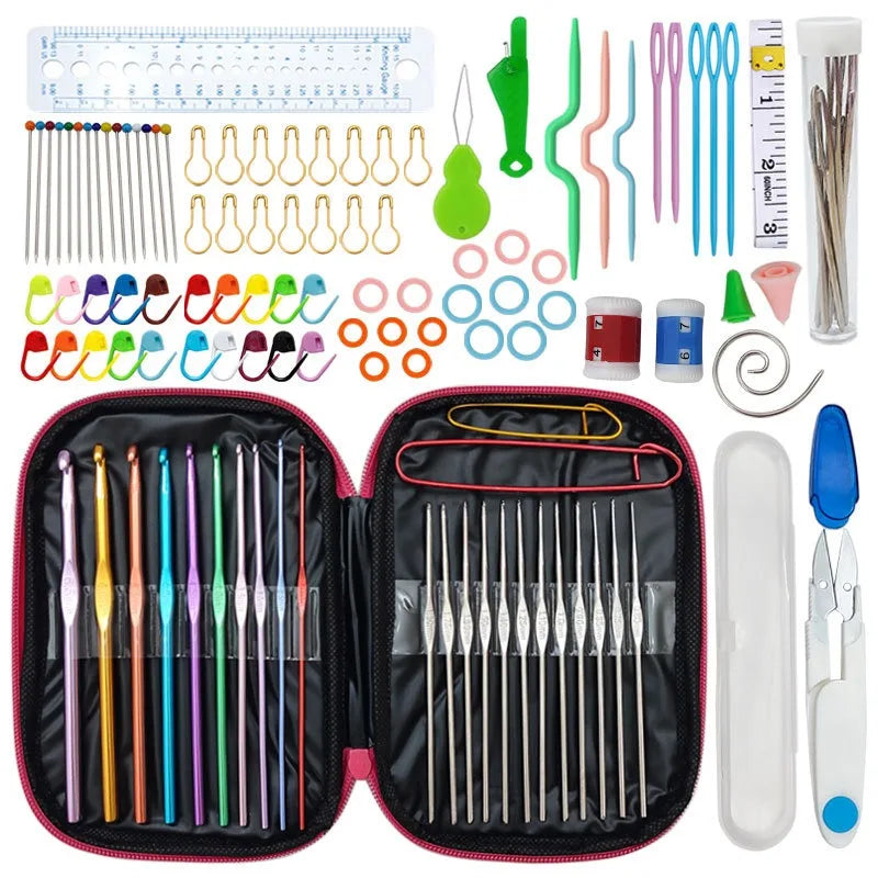 Muliti-Type Crochet Hooks Set Kit for Beginners Knitting Needles Multi Size Mix Tools Creative Crafts Essential DIY Weaving