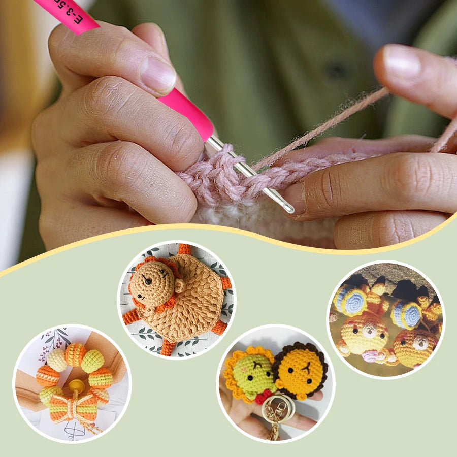 KOKINT 2mm-6mm Crochet Knitting Needles Kit With Stitch Markers And Storage Bag For Fabric Weaving DIY Handcraft Accessories Set