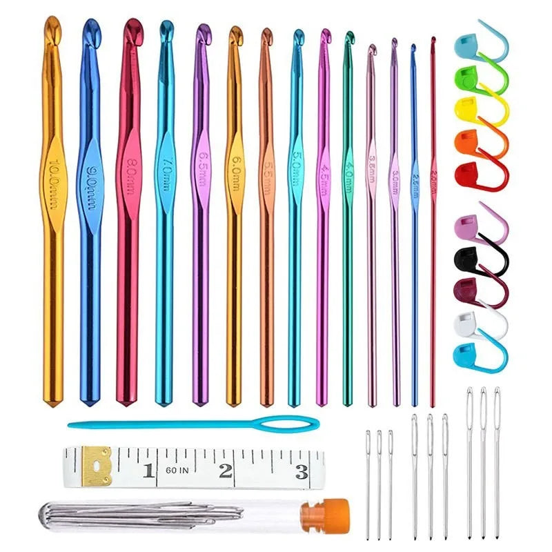 Muliti-Type Crochet Hooks Set Kit for Beginners Knitting Needles Multi Size Mix Tools Creative Crafts Essential DIY Weaving