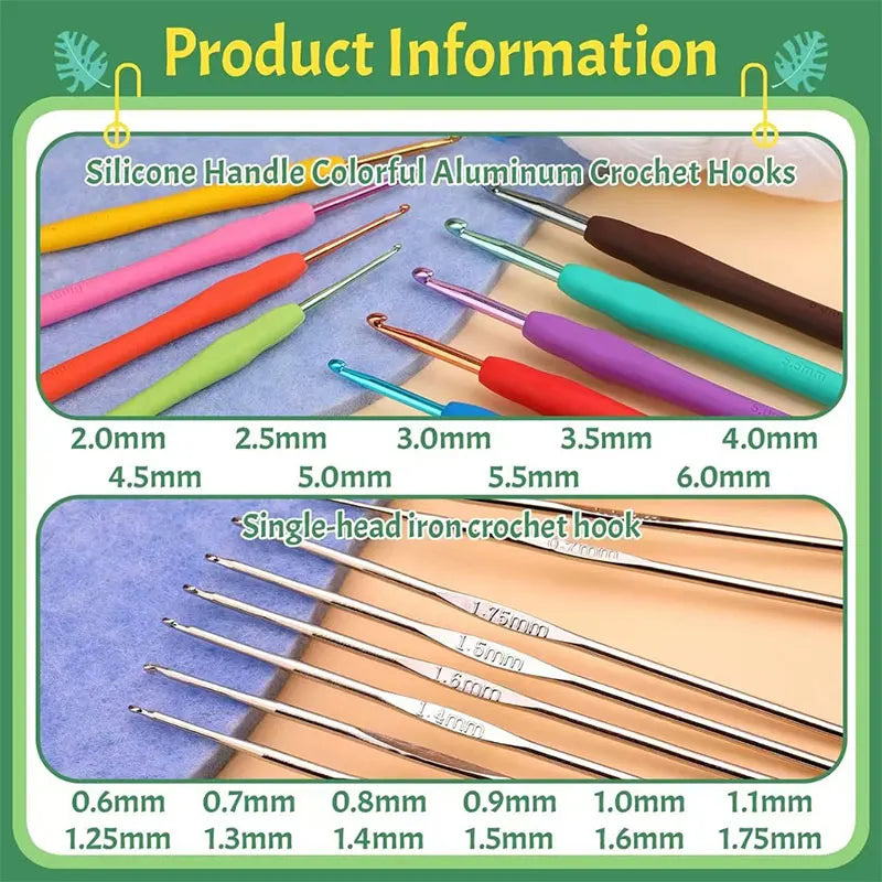 119pcs Crochet Kit Complete Knitting Kit with Crochet Yarn, Crochet Hooks and Crochet Accessories in Hangable Storage Bag