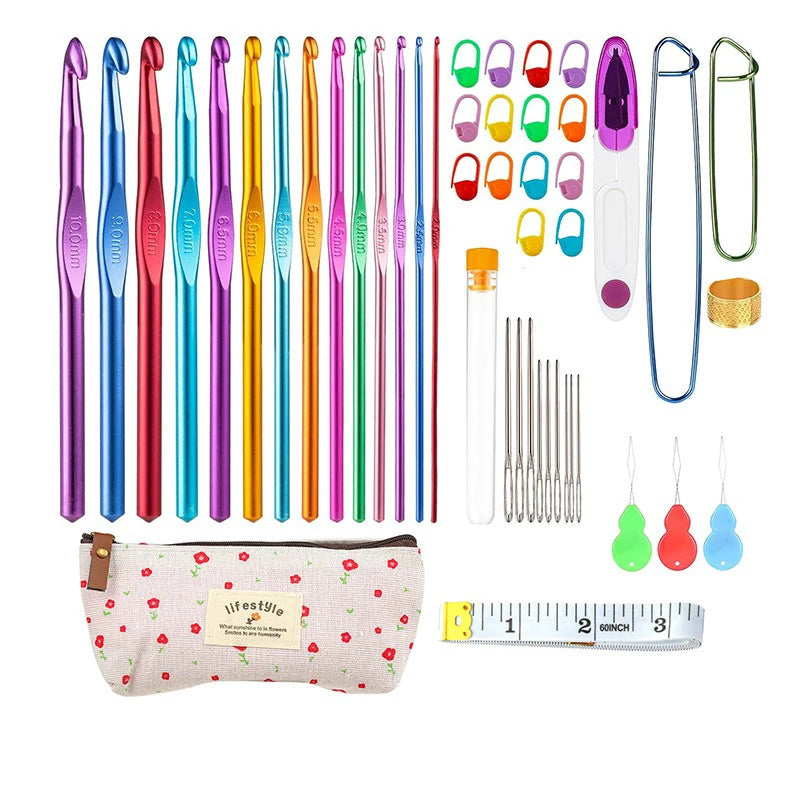 Muliti-Type Crochet Hooks Set Kit for Beginners Knitting Needles Multi Size Mix Tools Creative Crafts Essential DIY Weaving